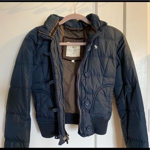 Abercrombie & Fitch Faux Fur Puffer Blue Jacket